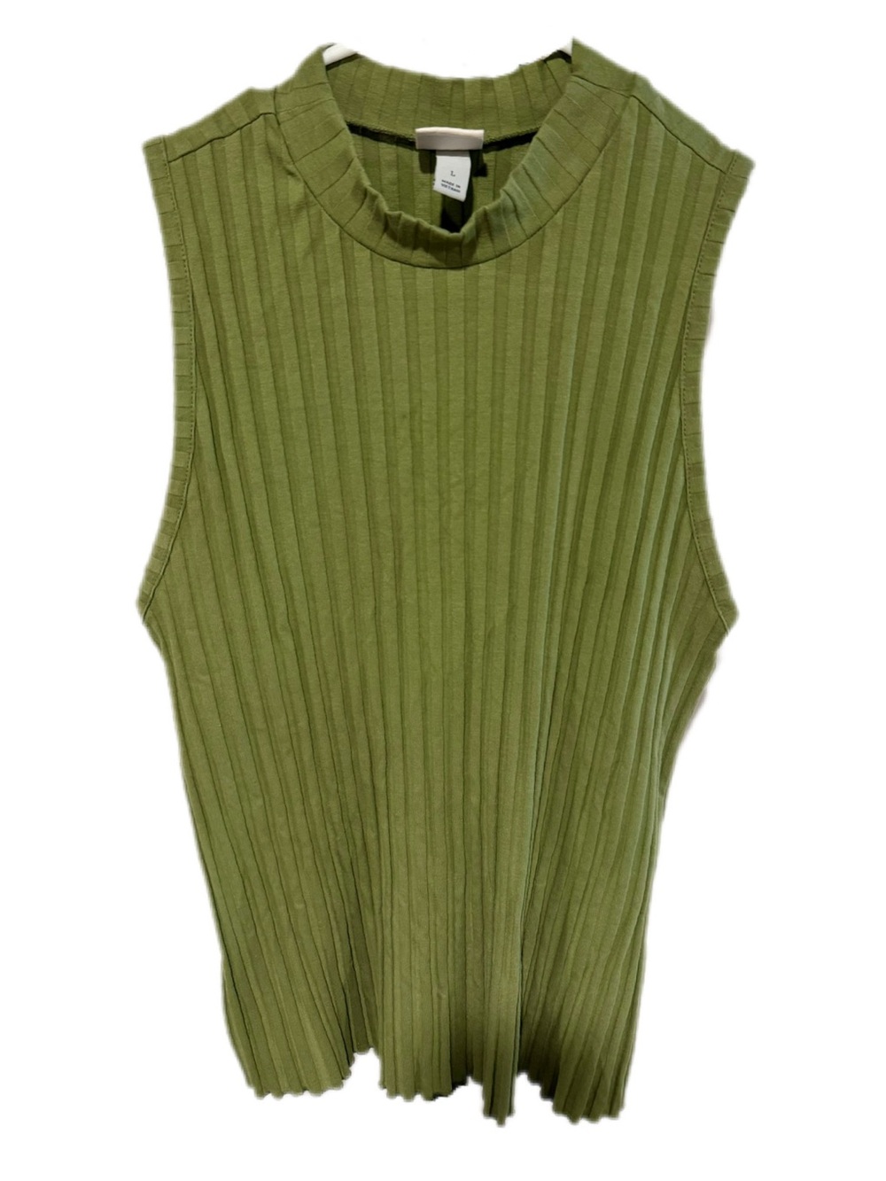 A New Day Ribbed Sleeveless Mock Neck Top - Olive Green